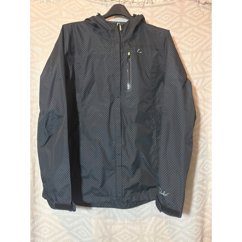 Paradox Women's Polka Dot Rain Jacket Hooded Lightweight Black Size M
